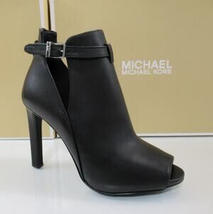 Michael Kors Lawson Open Toe High Heel Buckled Sandals Booties Black Size 7